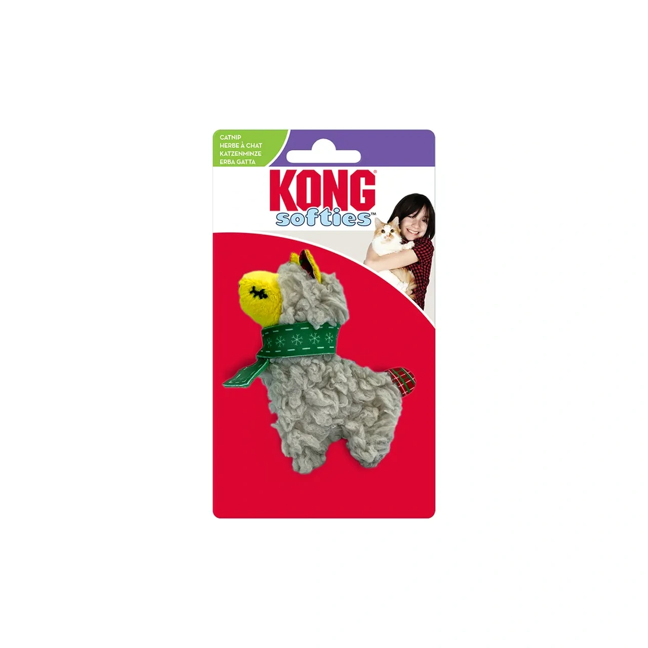 KONG Holiday Softies Scrattles Llama kattelegetøj med catnip 11 cm
